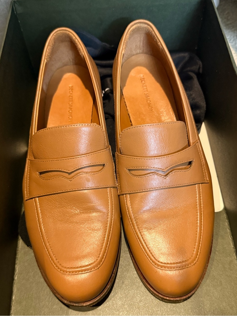 Beckett Simonon Caramel Brown Leather Penny Loafers